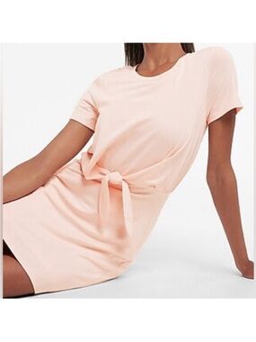 Express Lined Front Tie T-Shirt Dress - Small
